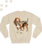 Basset Hound (03) mintás kereknyakú pulóver - Több színben