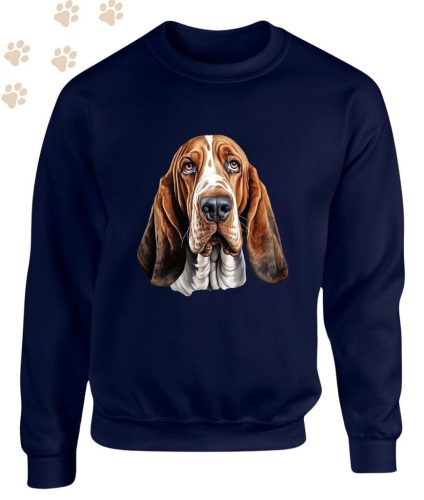 Basset Hound (11) mintás kereknyakú pulóver - Több színben