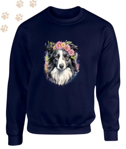 Border Collie (08) mintás kereknyakú pulóver - Több színben