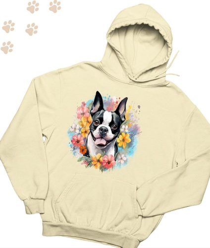 Boston Terrier (04) mintás kapucnis pulóver - Több színben