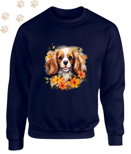 Cavalier King Charles Spániel (08) mintás kereknyakú pulóver - Több színben