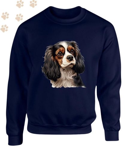 Cavalier King Charles Spániel (10) mintás kereknyakú pulóver - Több színben