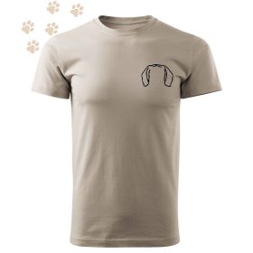   Hímzett Beagle fül körvonal mintás Férfi-unisex póló - Drappos Szürke