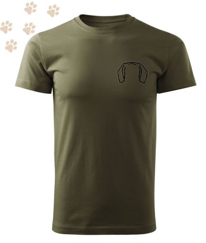 Hímzett Beagle fül körvonal mintás Férfi-unisex póló - Khaki