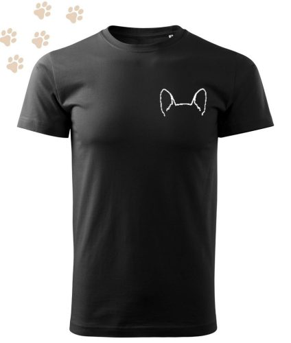 Hímzett Boston Terrier fül körvonal mintás Férfi-unisex póló - Fekete