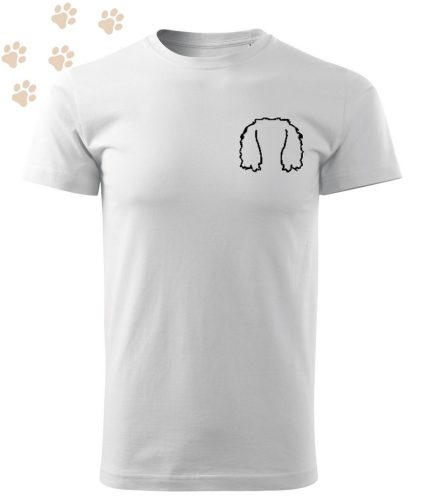 Hímzett Cavalier King Charles Spániel fül körvonal mintás Férfi-unisex póló - Fehér