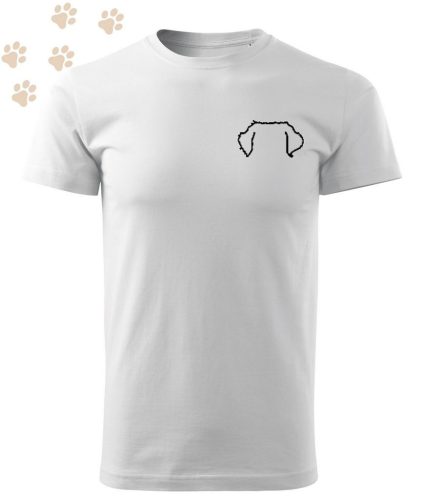 Hímzett Golden Retriever fül körvonal mintás Férfi-unisex póló - Fehér