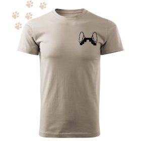   Hímzett Szibériai Husky fül körvonal mintás Férfi-unisex póló - Drappos Szürke