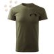 Hímzett Mopsz fül körvonal mintás Férfi-unisex póló - Khaki