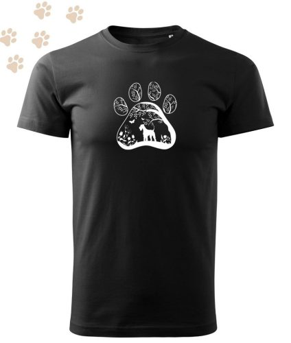 Hímzett Airedale Terrier mancsban mintás Férfi-unisex póló - Fekete