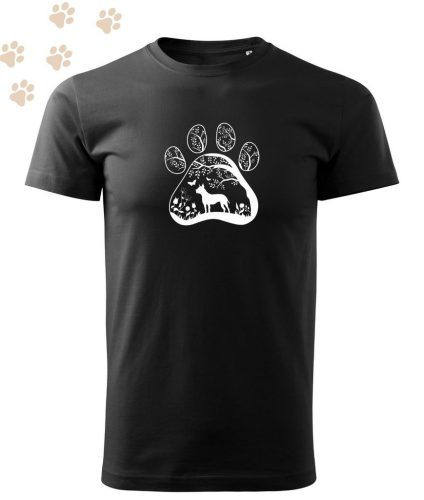 Hímzett Amerikai Staffordshire Terrier mancsban mintás Férfi-unisex póló - Fekete