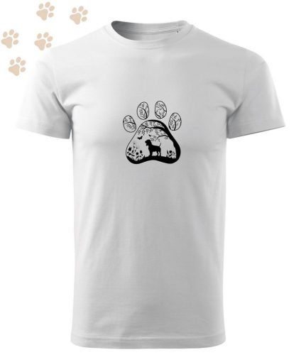 Hímzett Basset Hound mancsban mintás Férfi-unisex póló - Fehér