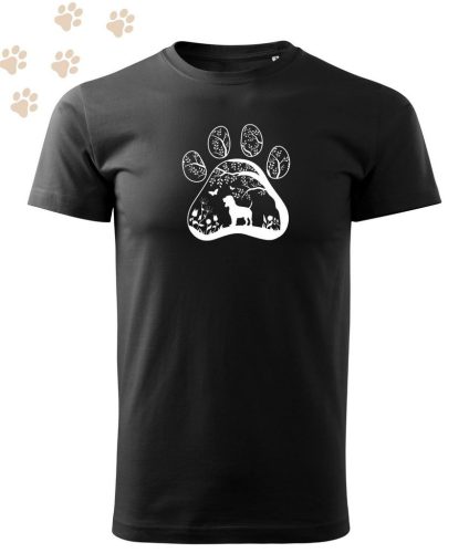 Hímzett Basset Hound mancsban mintás Férfi-unisex póló - Fekete