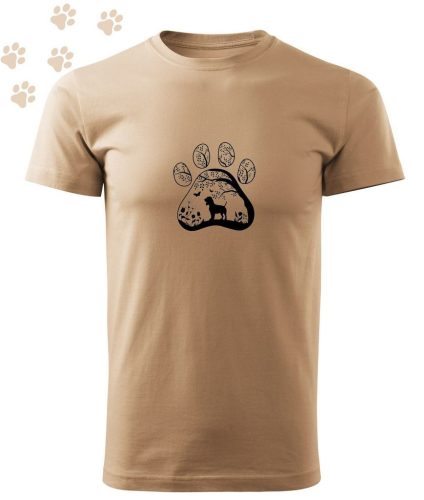 Hímzett Basset Hound mancsban mintás Férfi-unisex póló - Homok