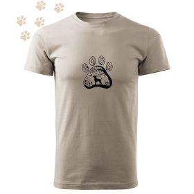   Hímzett Beagle mancsban mintás Férfi-unisex póló - Drappos Szürke