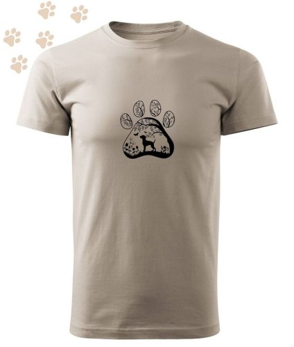 Hímzett Beagle mancsban mintás Férfi-unisex póló - Drappos Szürke