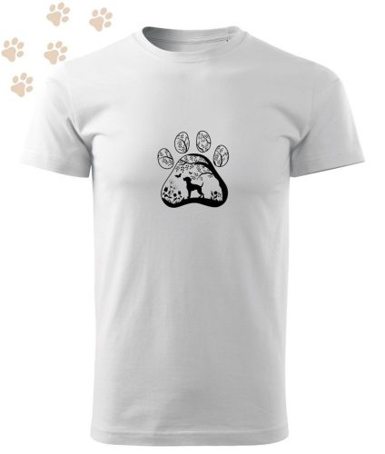 Hímzett Beagle mancsban mintás Férfi-unisex póló - Fehér