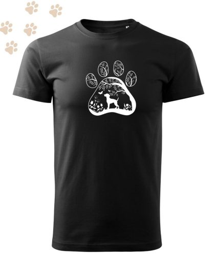 Hímzett Beagle mancsban mintás Férfi-unisex póló - Fekete