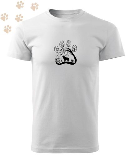 Hímzett Border Collie mancsban mintás Férfi-unisex póló - Fehér