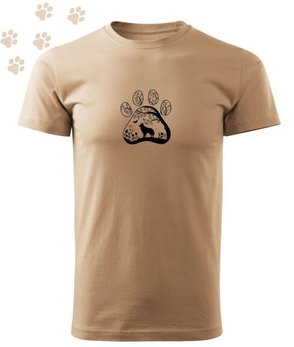 Hímzett Border Collie mancsban mintás Férfi-unisex póló - Homok