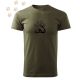 Hímzett Border Collie mancsban mintás Férfi-unisex póló - Khaki