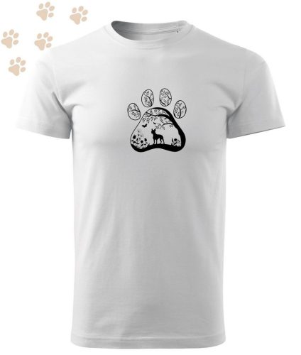 Hímzett Boston Terrier mancsban mintás Férfi-unisex póló - Fehér