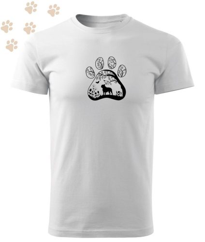 Hímzett Bulldog mancsban mintás Férfi-unisex póló - Fehér