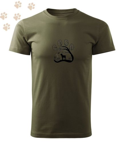 Hímzett Német Vizsla mancsban mintás Férfi-unisex póló - Khaki