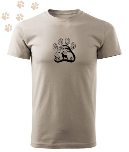 Hímzett Golden Retriever mancsban mintás Férfi-unisex póló - Drappos Szürke