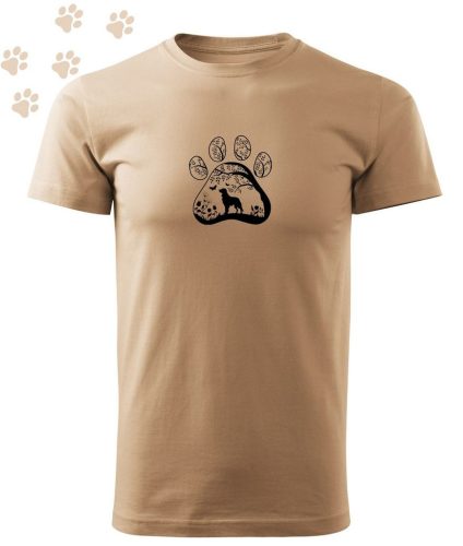 Hímzett Golden Retriever mancsban mintás Férfi-unisex póló - Homok