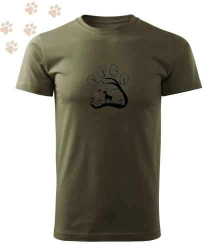 Hímzett Vizsla mancsban mintás Férfi-unisex póló - Khaki