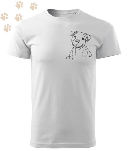 Hímzett Amerikai Staffordshire Terrier vonalrajz mintás Férfi-unisex póló - Fehér