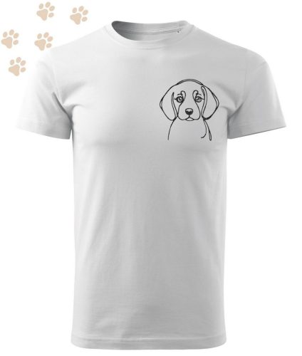 Hímzett Beagle vonalrajz mintás Férfi-unisex póló - Fehér