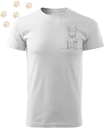 Hímzett Bullterrier vonalrajz mintás Férfi-unisex póló - Fehér