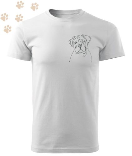 Hímzett Cane Corso vonalrajz mintás Férfi-unisex póló - Fehér