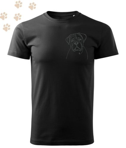 Hímzett Cane Corso vonalrajz mintás Férfi-unisex póló - Fekete