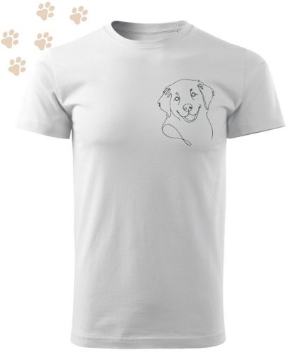 Hímzett Golden Retriever vonalrajz mintás Férfi-unisex póló - Fehér