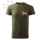 Hímzett Akita sziluett mintás Férfi-unisex póló - Khaki