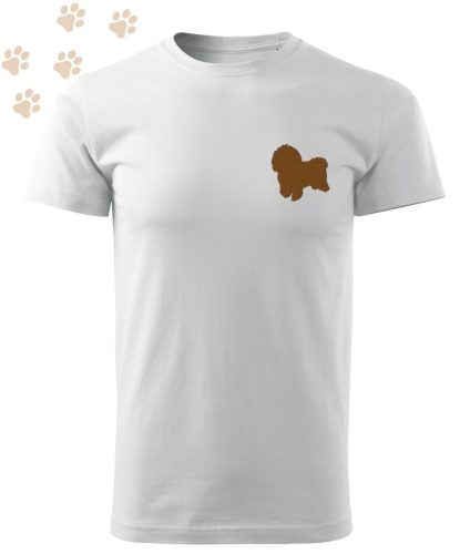 Hímzett Bolognese sziluett mintás Férfi-unisex póló - Fehér