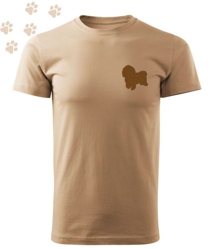 Hímzett Bolognese sziluett mintás Férfi-unisex póló - Homok