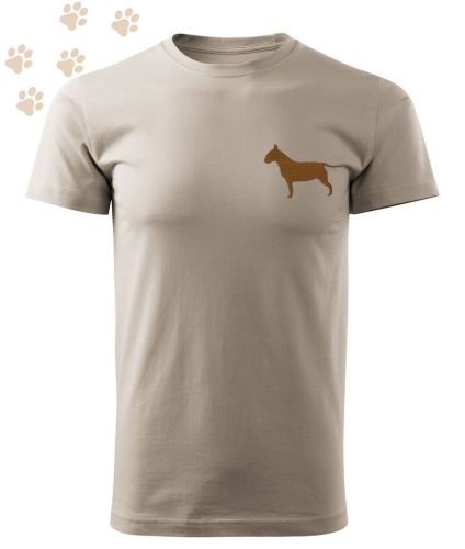 Hímzett Bullterrier sziluett mintás Férfi-unisex póló - Drappos Szürke