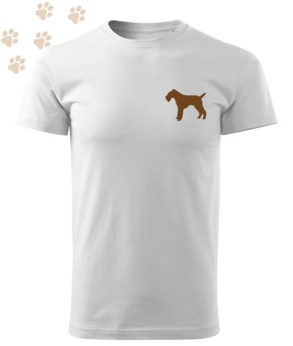 Hímzett Foxterrier sziluett mintás Férfi-unisex póló - Fehér
