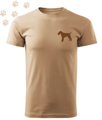 Hímzett Foxterrier sziluett mintás Férfi-unisex póló - Homok