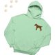 Hímzett Foxterrier sziluett mintás kapucnis pulóver - Menta