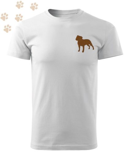 Hímzett Amerikai Staffordshire Terrier sziluett mintás Férfi-unisex póló - Fehér